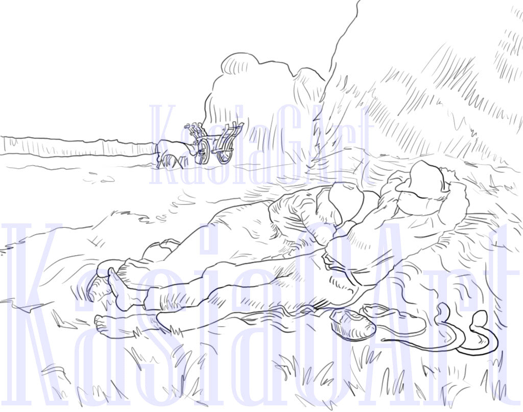 FREE Van Gogh Colouring Sheets -The Olive Tree, Crabs and Haystack in province