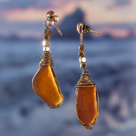 Amber Sea glass handmade and handpicked perfect for a gift 