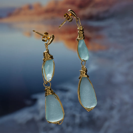 Sea glass earrings hand wrapped and handpicked perfect gift for birthdays or any special occasion